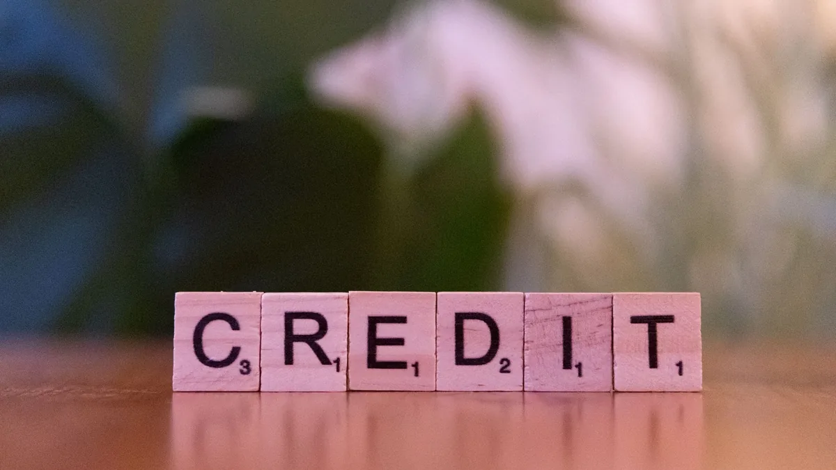 Wooden letter blocks spelling CREDIT for a guide on how to improve your credit score